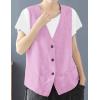 imageIDEALSANXUN Womens Cotton Linen Vest Casual Sleeveless Blazer Cardigans Lightweight Jacket WaistcoatPurple