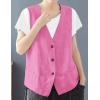 imageIDEALSANXUN Womens Cotton Linen Vest Casual Sleeveless Blazer Cardigans Lightweight Jacket WaistcoatRose