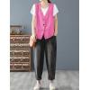 imageIDEALSANXUN Womens Cotton Linen Vest Casual Sleeveless Blazer Cardigans Lightweight Jacket WaistcoatRose