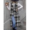 imageIDEALSANXUN Womens Long Plaid Vest Fall Winter Sleeveless Blazer Jackets Open Front CardiganGrey