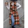 imageIDEALSANXUN Womens Long Plaid Vest Fall Winter Sleeveless Blazer Jackets Open Front CardiganOrange