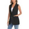 imageIDEALSANXUN Womens Long Vest Sleeveless Blazer Dressy Spring Summer Suit JacketsBlack