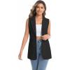 imageIDEALSANXUN Womens Long Vest Sleeveless Blazer Dressy Spring Summer Suit JacketsBlack