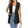 imageIDEALSANXUN Womens Long Vest Sleeveless Blazer Dressy Spring Summer Suit JacketsBlack