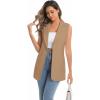imageIDEALSANXUN Womens Long Vest Sleeveless Blazer Dressy Spring Summer Suit JacketsDark Khaki