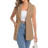 imageIDEALSANXUN Womens Long Vest Sleeveless Blazer Dressy Spring Summer Suit JacketsDark Khaki
