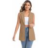 imageIDEALSANXUN Womens Long Vest Sleeveless Blazer Dressy Spring Summer Suit JacketsDark Khaki