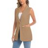 imageIDEALSANXUN Womens Long Vest Sleeveless Blazer Dressy Spring Summer Suit JacketsDark Khaki