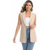 imageIDEALSANXUN Womens Long Vest Sleeveless Blazer Dressy Spring Summer Suit JacketsKhaki