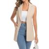 imageIDEALSANXUN Womens Long Vest Sleeveless Blazer Dressy Spring Summer Suit JacketsKhaki