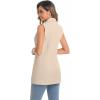 imageIDEALSANXUN Womens Long Vest Sleeveless Blazer Dressy Spring Summer Suit JacketsKhaki