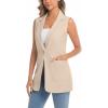 imageIDEALSANXUN Womens Long Vest Sleeveless Blazer Dressy Spring Summer Suit JacketsKhaki