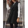 imageIDEALSANXUN Womens Long Wool Vest Fall Winter Sleeveless Blazer Jackets Double Breasted Trench CoatsBlack