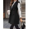 imageIDEALSANXUN Womens Long Wool Vest Fall Winter Sleeveless Blazer Jackets Double Breasted Trench CoatsBlack