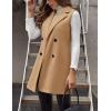 imageIDEALSANXUN Womens Long Wool Vest Fall Winter Sleeveless Blazer Jackets Double Breasted Trench CoatsCamel