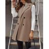 imageIDEALSANXUN Womens Long Wool Vest Fall Winter Sleeveless Blazer Jackets Double Breasted Trench CoatsDark Khaki