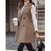 imageIDEALSANXUN Womens Long Wool Vest Fall Winter Sleeveless Blazer Jackets Double Breasted Trench CoatsDark Khaki