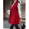 imageIDEALSANXUN Womens Long Wool Vest Fall Winter Sleeveless Blazer Jackets Double Breasted Trench CoatsMapel Red