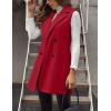 imageIDEALSANXUN Womens Long Wool Vest Fall Winter Sleeveless Blazer Jackets Double Breasted Trench CoatsMapel Red