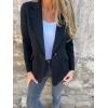 imageIDEALSANXUN Wool Blazer for Women Fall Winter Wool Coat Peaoat Jacket Cropped Trench CoatBlack