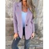imageIDEALSANXUN Wool Blazer for Women Fall Winter Wool Coat Peaoat Jacket Cropped Trench CoatPurple