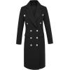 imageIDEALSANXUN Wool Coats for Women Fall Winter Dress Peacoat Long Trench Coat Double Breasted Blazer Jackets OvercoatBlack