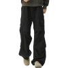imageIDEALSANXUN Cargo Pants for Men Spring Summer Casual Baggy Elastic Waisted Straight Leg Trousers Relaxed Fit PantsBlack