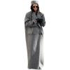imageIDEALSANXUN Long Wool Coats for Women Fall Winter Maxi Length Peacoat Trench Coat Blazer Jacket Overcoat OuterwearGrey