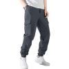 imageIDEALSANXUN Mens Cargo Joggers Pants Casual Cotton Elastic Waist Drawstring Relaxed Fit Work Hiking TrousersGrey