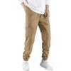 imageIDEALSANXUN Mens Cargo Joggers Pants Casual Cotton Elastic Waist Drawstring Relaxed Fit Work Hiking TrousersKhaki