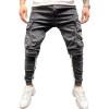 imageIDEALSANXUN Mens Cargo Slim Fit Skinny Ripped Jeans Striped Denim PantsBlack