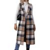 imageIDEALSANXUN Womens Long Plaid Vest Fall Winter Sleeveless Blazer Jackets Open Front CardiganBrown New
