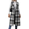 imageIDEALSANXUN Womens Long Plaid Vest Fall Winter Sleeveless Blazer Jackets Open Front CardiganGrey