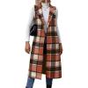 imageIDEALSANXUN Womens Long Plaid Vest Fall Winter Sleeveless Blazer Jackets Open Front CardiganOrange