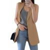 imageIDEALSANXUN Womens Long Vest Sleeveless Blazer Dressy Spring Summer Suit JacketsDark Khaki
