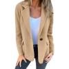 imageIDEALSANXUN Wool Blazer for Women Fall Winter Wool Coat Peaoat Jacket Cropped Trench CoatCamel