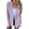 imageIDEALSANXUN Wool Blazer for Women Fall Winter Wool Coat Peaoat Jacket Cropped Trench CoatPurple