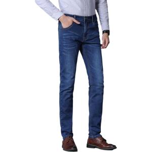 imageIDEALSANXUN Men Jeans Slim Fit Stretch Denim Pants Skinny Straight Leg Jean TrousersDark Blue