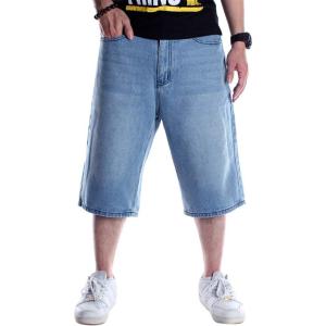 imageIDEALSANXUN Mens 34 Denim Shorts BigampampTall Loose Fit Jeans ShortsLight Blue