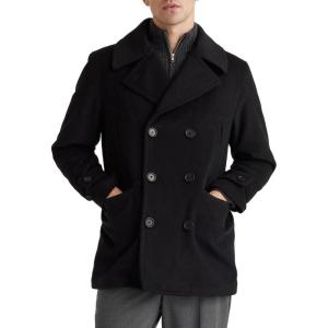 imageIDEALSANXUN Mens Casual Double Breasted Wool Trench Coat Peacoat Winter JacketsBlack