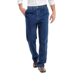 imageIDEALSANXUN Mens Elastic Waist Jeans with Zipper and ButtonBlue