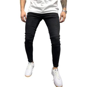 imageIDEALSANXUN Mens Skinny Jeans Casual Stretch Slim Fit Classic Elastic Waist Jeans Work PantsBlack