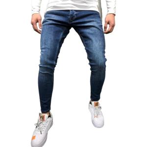 imageIDEALSANXUN Mens Skinny Jeans Casual Stretch Slim Fit Classic Elastic Waist Jeans Work PantsDark Blue