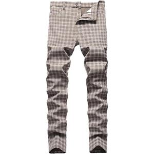 imageIDEALSANXUN Plaid Pants for Men Dress Chino Stright Leg Casual Skinny Pants2 Khaki G3