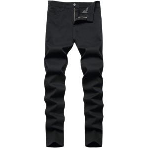 imageIDEALSANXUN Plaid Pants for Men Dress Chino Stright Leg Casual Skinny PantsPure Black