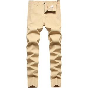 imageIDEALSANXUN Plaid Pants for Men Dress Chino Stright Leg Casual Skinny PantsPure Khaki