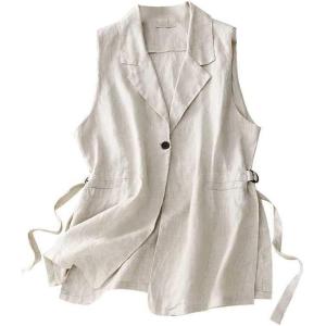 imageIDEALSANXUN Vest for Women Dressy Sleeveless Blazer Spring Summer Vest Tops Business Casual Outfits Office Work ClothesBeige