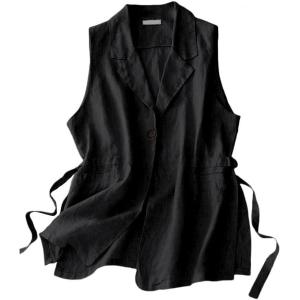 imageIDEALSANXUN Vest for Women Dressy Sleeveless Blazer Spring Summer Vest Tops Business Casual Outfits Office Work ClothesBlack