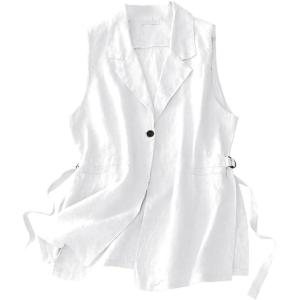 imageIDEALSANXUN Vest for Women Dressy Sleeveless Blazer Spring Summer Vest Tops Business Casual Outfits Office Work ClothesWhite
