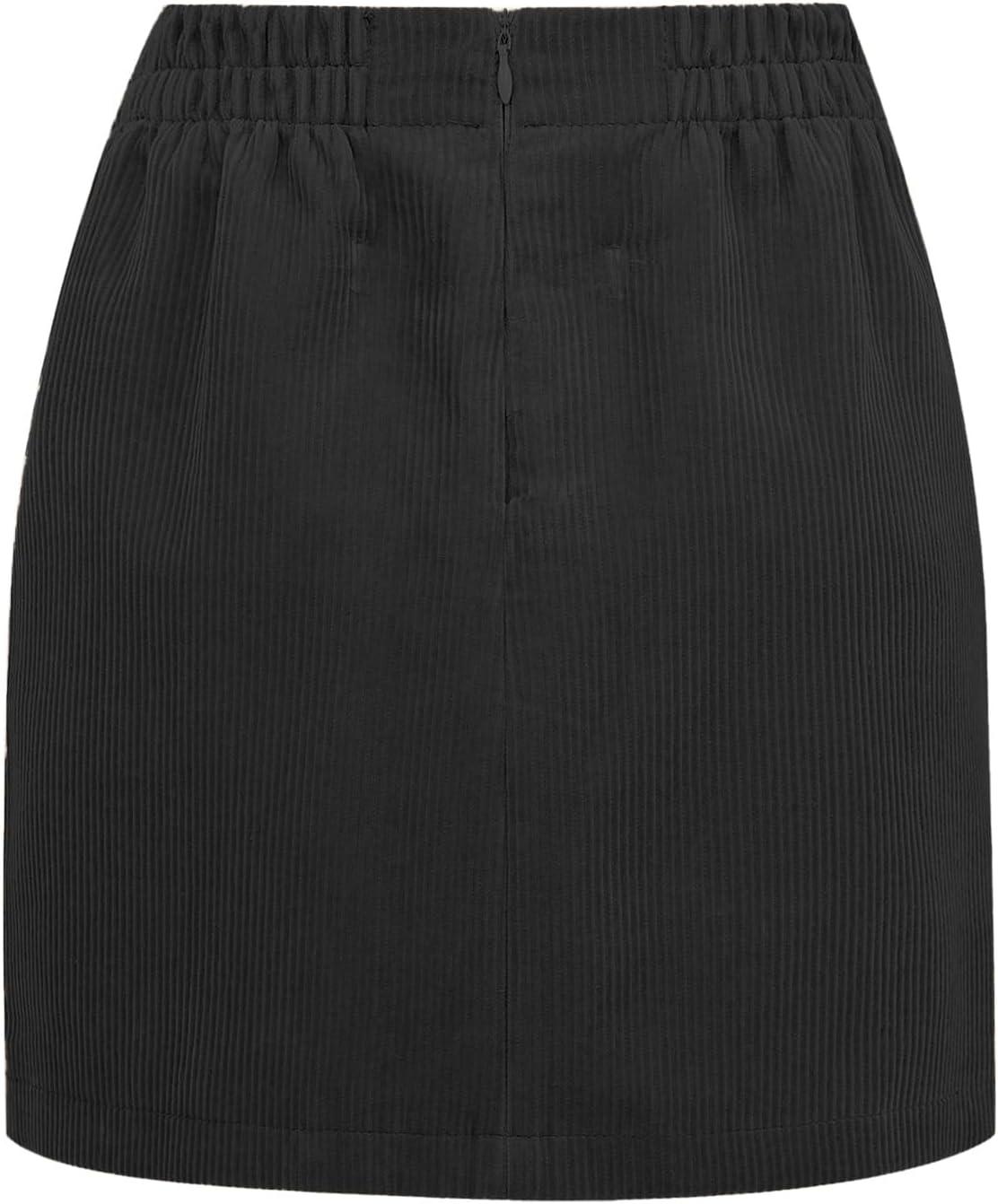 imageIDEALSANXUN Corduroy Skirt Women Fall Winter High Waisted Short Pencil Bodycon Vintage Cute Mini SkirtsBlack